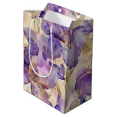 Romantische Paarse Gouden Iris Bloemen Huwelijk Medium Cadeauzakje (Achterkant Gekanteld)