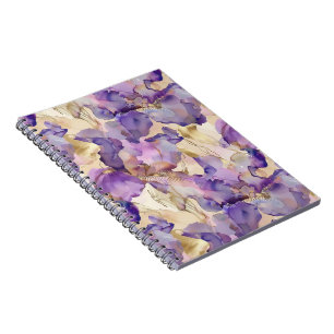 Romantische Paarse Gouden Iris Bloemen Notitieboek