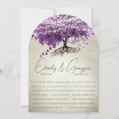 Romantische Paarse Heart Leaf Tree Wedding Kaart (Voorkant)