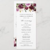 Romantische Paarse Herfst Floral Blooms Rustic Wed Programma (Voorkant / Achterkant)