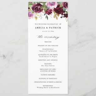 Romantische Paarse Herfst Floral Blooms Rustic Wed Programma