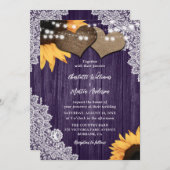 Romantische Paarse Houten Bloem Kantwerk Zonnebloe Kaart (Voorkant / Achterkant)