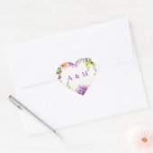 Romantische Paarse Initialen voor het huwelijk van Hart Sticker (Envelop)