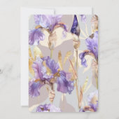 Romantische Paarse iris bloemenbruiloft Kaart (Achterkant)