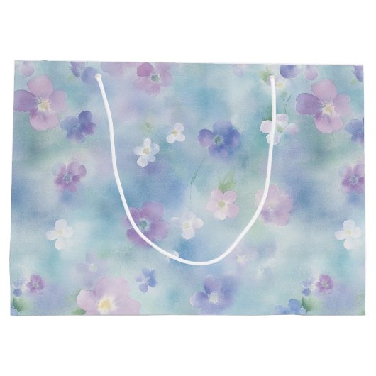 Romantische Paarse Lavendel Witte Bloemen Huwelijk Groot Cadeauzakje (Achterkant)