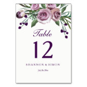 Romantische Paarse Plum Floral Wedding Table Numbe Kaart (Achterkant)