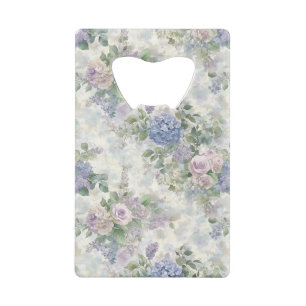 Romantische paarse roze bloemen kredietkaart flessenopener