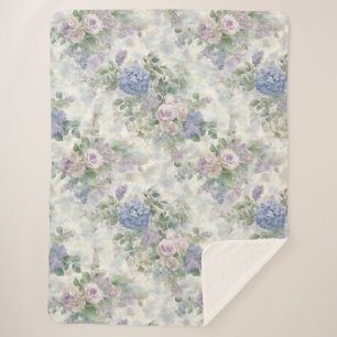 Romantische paarse roze bloemen sherpa deken