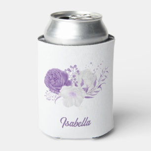 Romantische paarse & witte florale botanische brui blikjeskoeler
