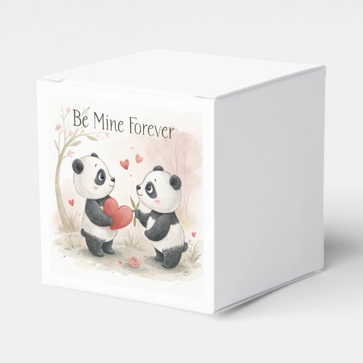 Romantische Panda Kaart - Be Mine Forever Bedankdoosjes (Voorkant Zijde)