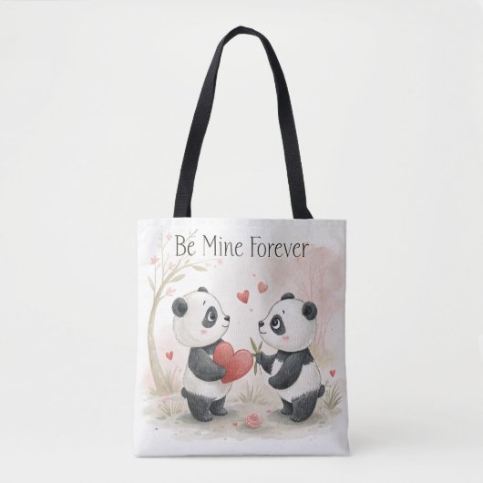Romantische Panda Kaart - Be Mine Forever Draagtas (Voorkant)