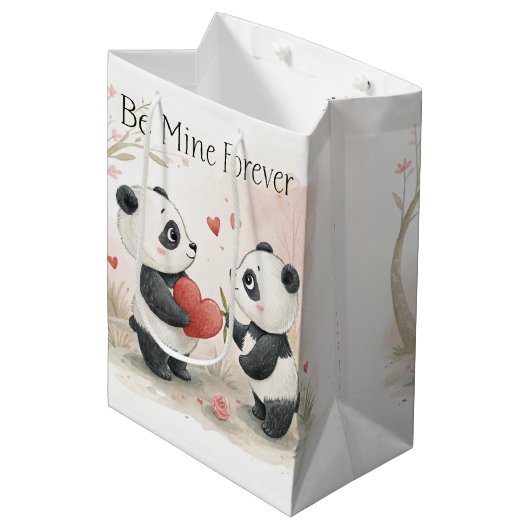 Romantische Panda Kaart - Be Mine Forever Medium Cadeauzakje (Voorkant Gekanteld)