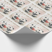 Romantische Panda Kaart Cadeaupapier (Hoek)