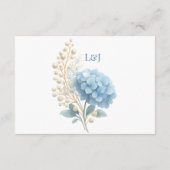 Romantische Parel Hydrangea Blauw Waterverf Huweli Informatiekaartje (Achterkant)