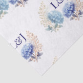 Romantische Parel Hydrangea Blauw Waterverf Huweli Tissuepapier (Detail)