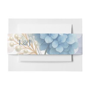 Romantische Parel Hydrangea Blauw Waterverf Huweli Uitnodigingen Wikkel