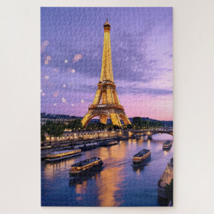 Romantische Parijs Eiffeltoren nachtscène Legpuzzel