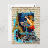 Romantische  Parijse collage Briefkaart (Voorkant / Achterkant)