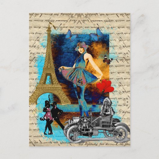 Romantische  Parijse collage Briefkaart (Voorkant)