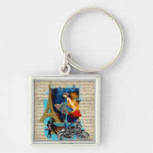 Romantische Parijse collage Sleutelhanger