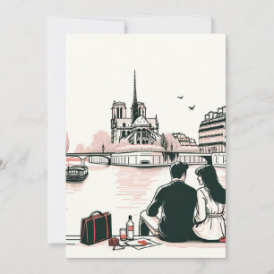 Romantische Parijse Picknickliefde. Koester Moment Feestdagenkaart
