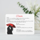 Romantische Parijse rode paraplu liefde silhouet Informatiekaartje (Staand voorkant)