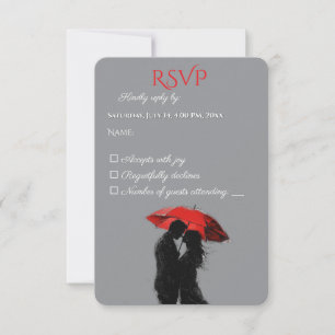 Romantische Parijse rode paraplu liefde silhouet RSVP Kaartje