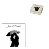 Romantische Parijse rode paraplu liefde silhouet Rubberstempel (Gestempeld)