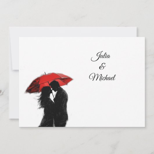 Romantische Parijse rode paraplu liefde silhouet Save The Date (Achterkant)