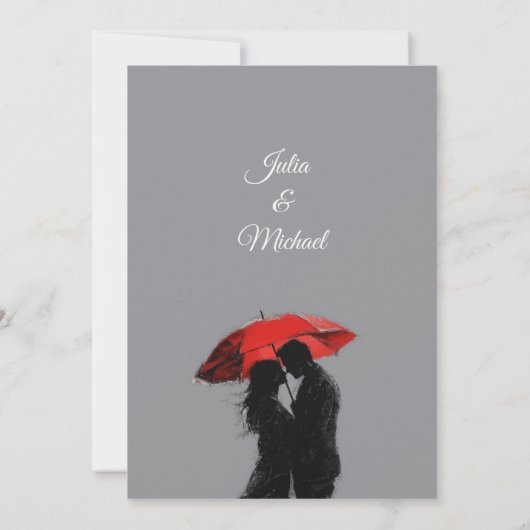 Romantische Parijse rode paraplu liefde silhouet Save The Date (Achterkant)