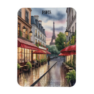 Romantische Parijse straat Eiffeltoren Aquarel Magneet