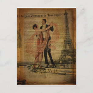 Romantische Parijse Waltz ballroom dansers Briefkaart