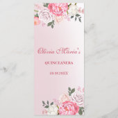 Romantische Pastel Bloemen Rozen Sweet 16 Menu (Achterkant)