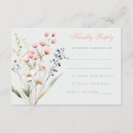 Romantische pastel bloemenbruiloft RSVP Kaart