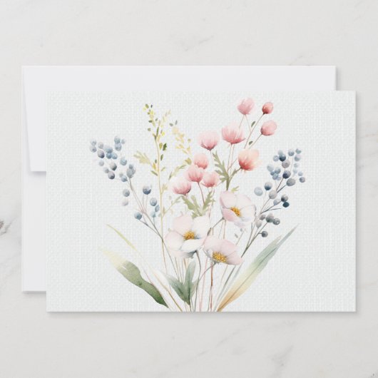 Romantische pastel bloemenbruiloft uitnodiging (Achterkant)