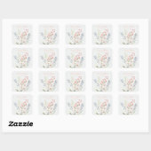 Romantische pastel bloemenbruiloft vierkante sticker (Vel)