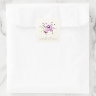 Romantische Pastel Bloemige Waterverf Vierkante Sticker
