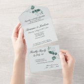 Romantische Pastel Groene Eucalyptus All In One Uitnodiging (Afscheurbaar)