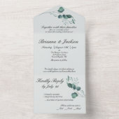 Romantische Pastel Groene Eucalyptus All In One Uitnodiging (Binnen)