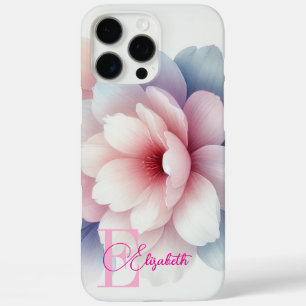 Romantische pastel roze bloem gepersonaliseerd iPhone 16 pro max hoesje