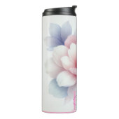 Romantische pastel roze bloem gepersonaliseerd thermosbeker (Gedraaid links)
