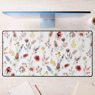 Romantische Pastel Waterverf Wilde Bloemen Bureaumat