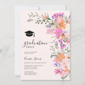 Romantische pastel wilde bloemen afstuderen kaart (Voorkant)