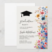 Romantische pastel wilde bloemen afstuderen kaart (Voorkant / Achterkant)