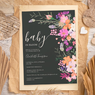 Romantische pastel wilde bloemen baby shower kaart
