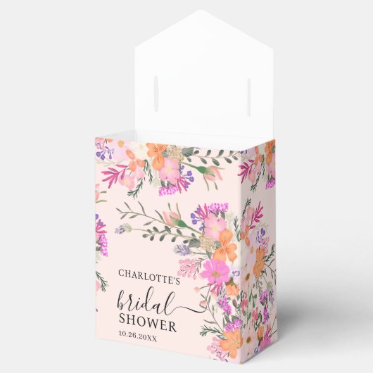 Romantische pastel wilde bloemen lente bruidsdouch bedankdoosjes (Geopend)