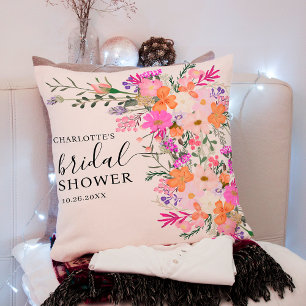 Romantische pastel wilde bloemen lente bruiloftssh kussen