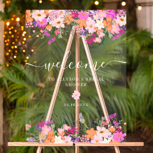 Romantische pastel wilde bloemen lente welkom acryl bord