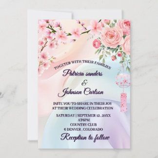 Romantische Pastelbloemen, Tuin Bruiloftsontwerp Kaart