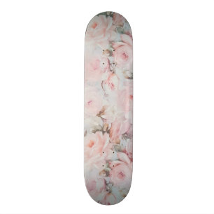 Romantische pastelroze blauwgroen elegante rozen b skateboard
